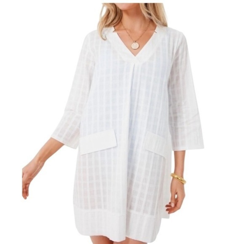 Tuckernuck‎ Pomander Place White Caftan 3/4 Sleeve Tunic Top Size Small